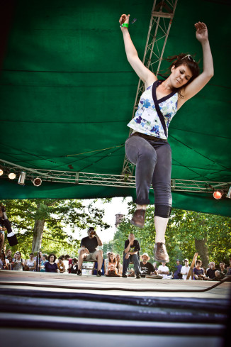 Jo Bowis dancing at Clifftop Festival, West Virginia - Photo by Gary Hamilton