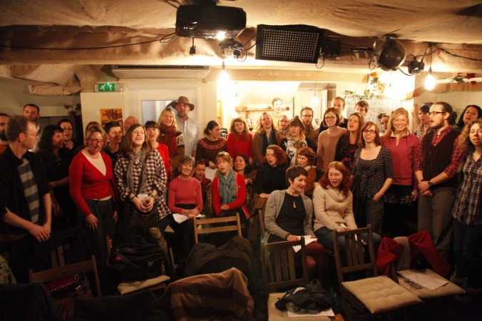The first ever Trad Academy Sea Shanty choir workshop at the Harrison pub Kings Cross